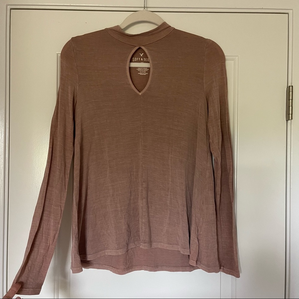 American Eagle long sleeve top - pink - size small